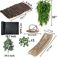 Bearded Dragon Tank Accessories, Reptile Mat Hammock Plants Bridge Jungle Climbe