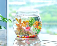 2Pcs Plastic Fish Bowls, 135oz Round Tank 1 Gallon Clear