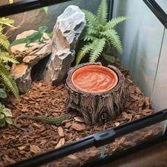 Reptile Hide Cave, Reptile Hideout with Detachable Base and Humidity Dish, 3 in