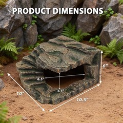 Extra Large Resin Reptile Cave Hideout, Rock-Style Basking Platform, Aquarium…