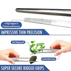 2 Pcs Straight and Curved Tip Tweezers 12 Inch, Stainless Steel Precision Twe…