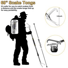 Snake Tongs Heavy Duty, 68″ Snake Catcher Grabber for Rattlesnake Professiona…