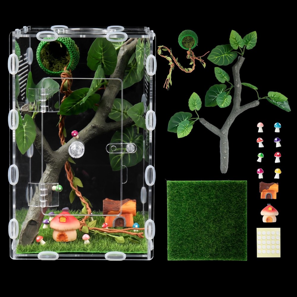 Jumping Spider Enclosure,6x6x10 in Spider Enclosure Easy Assembly with DIY Ju…