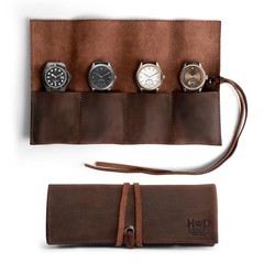 Hide & Drink, Leather Watch Roll Organizer Handmade from Full Grain Leather, …