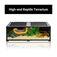 REPTIZOO 34 Gallon Glass Reptile Terrarium, 36″ x 18″x 12″ Wide & Low Reptile…