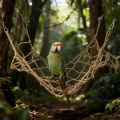Parrot Climbing Rope Net – Multi-Size Colorful Bird Hammock, Ladder & Chew wi…