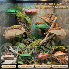 Mushroom Reptile Ledge| Tree Frog Terrarium Tank Accessories, Crested Gecko Tank