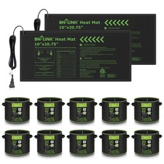 BN-LINK Seedling Heat Mat 10″ x 20.75″-2 Pack and 5 Gallon 10 Pack Grow Bags …