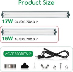 T8 Reptile Light Fixture Combo Kit 15W 18.3IN Green Fluorescent Tube 10.0 UVB Li