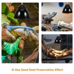 2Sets Black Reptile Heat Lamp Shade with Safe Antiscald Dome for Terrarium Heat