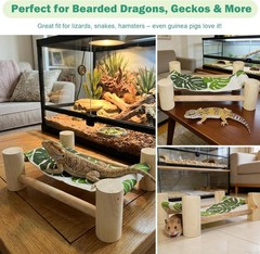Wooden Bearded Dragon Cloth Bed Reptile Hammock Bearded Dragon Tank Accessories