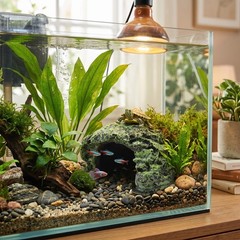 Tnfeeon Reptile Hiding, Reptile Box Shelter Terrarium Hideout Caves for Aquar…