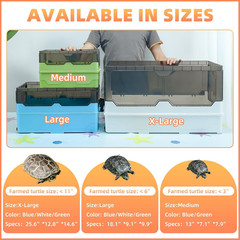 Large Turtle Habitat Kit with Heat Lamp, Filter & Pump(Green, Large) | Includes