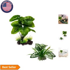 Luxurious 2-Piece Reptile Artificial Plants Set for Stunning Aquatic Decor