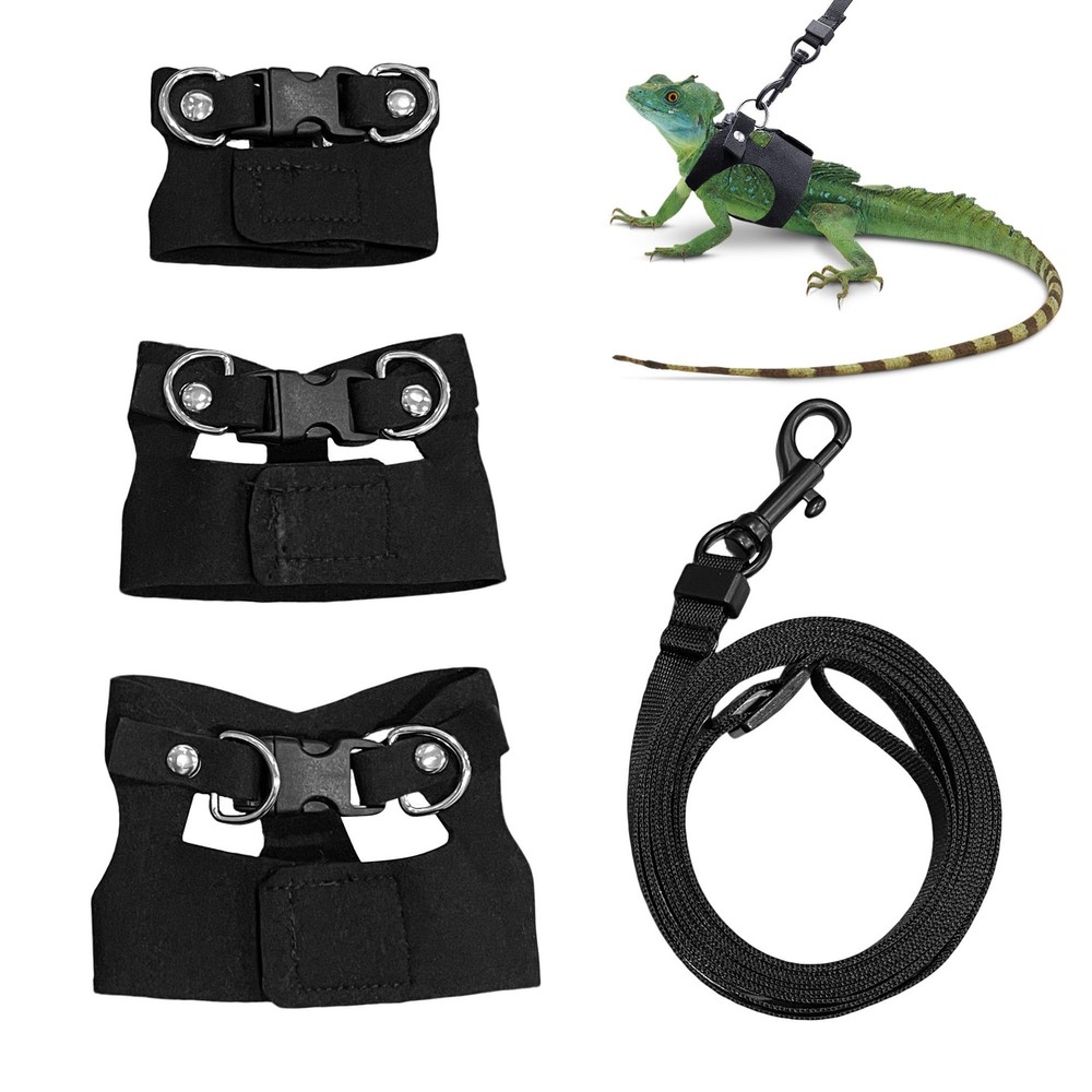 Bearded Dragon Harness and Leash Set, 3 Size Adjustable Soft Leather Reptile …