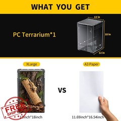 KAKOOTI 11 Gallon Tall Terrarium 12x12x18 Vertical