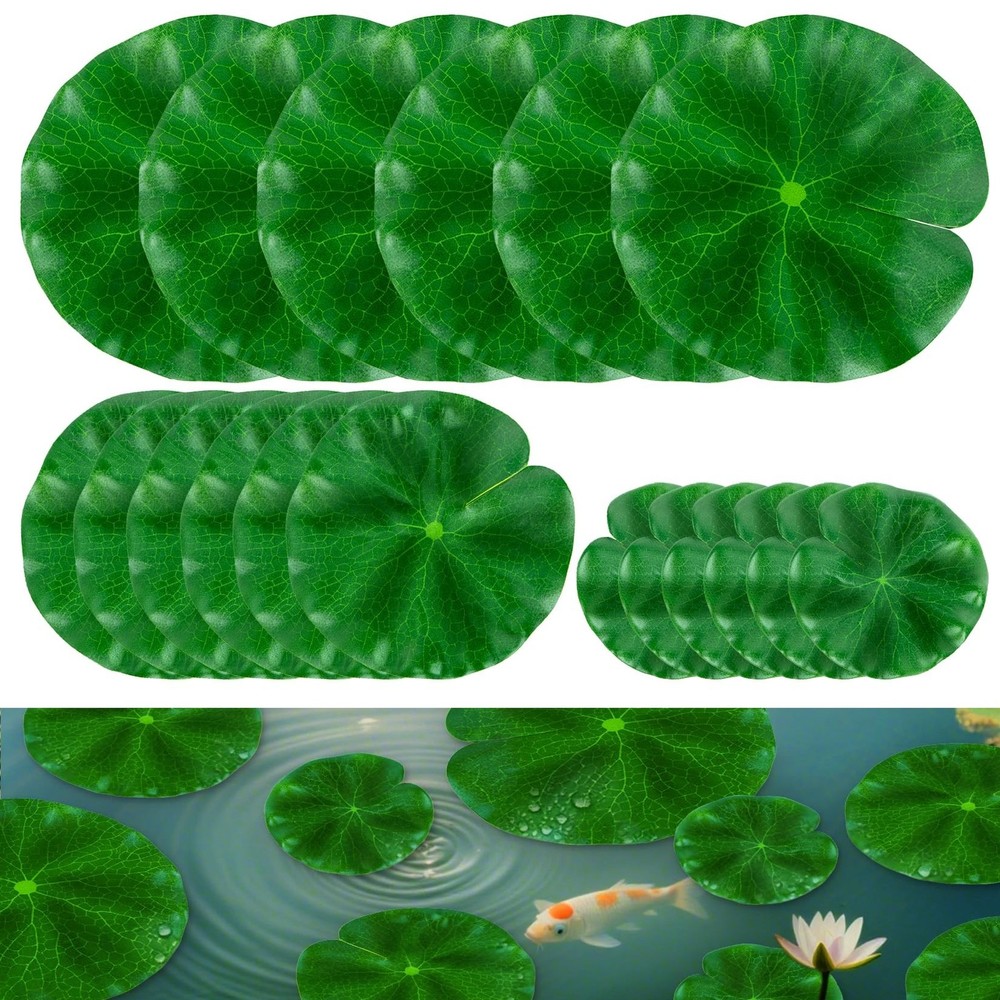 RAINFLOW 18PCS Lily Pads for Ponds Artificial Pond Plants Floating Flowers fo…
