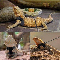 Bearded Dragon Harness and Leash Adjustable Leather Lizard Reptiles Harness L…