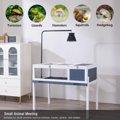 Wood Tortoise House, Indoor Turtle Habitat Reptile Cage, Tortoises Enclosure for