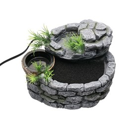 Reptile Water Fountain with Food Dish, 500ML Terrarium Waterfall Drinking Fou…