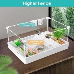 Small Turtle Starter Kit with Integrated Pump, Basking Light, Clear Acrylic 3…