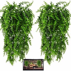 2 Pack Hanging Reptile Terrarium Plants with Suction Cup for Bearded Dragon