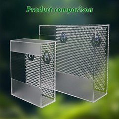 Transparent Acrylic Reptile Feeder Box, Wall-Mounted Insect Feeder with Sucti…