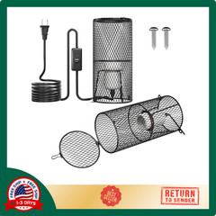 2Pack Reptile Heat Lamp Guard with 150W E26 Ceramic Lamp Holder,Anti Scald Mesh