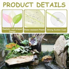 Reptile Leaf Resting Platform with Suction Cups Beige 3Pcs