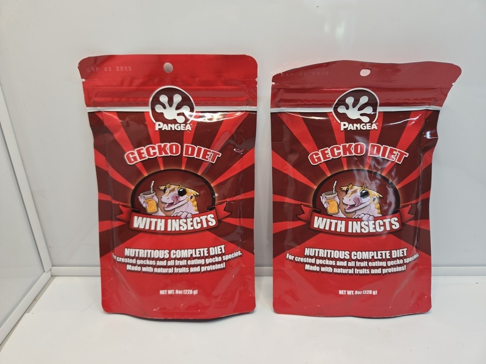 Lot Of 2 Pangea Gecko Food Complete Diet 8 Oz. Each, Exp 10/2025