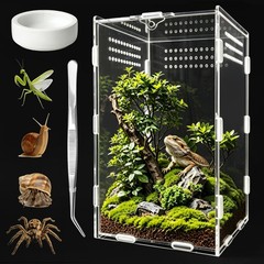 GTSEEMUU Jumping Spider Enclosure, Insect Terrarium, Bug 5.9″ x x 9.8″