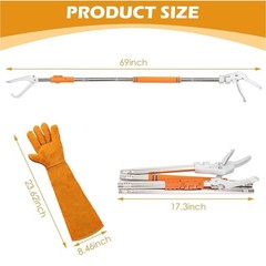 New 69in Snake Tongs Professional Snake Grabber Tool with Long Handle And Gloves