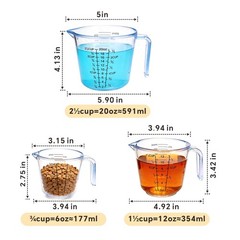 Measuring Cup Set, 3PCS Plastic Liquid Measuring Cups,Includes 150Ml, 300Ml a…