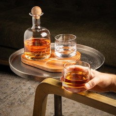 Cork & Mill Whiskey Decanter Set, Hand-Blown Lead-Free Crystal 800ml Liquor D…