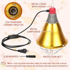 Heated Chicken Lamp for Coop – E26 Base Heat Bulb Shield, 3 Temp Modes, Al-Alloy