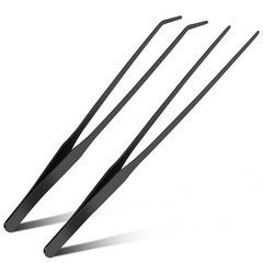 2pc10.6″Aquarium Tweezers,Stainless Steel Straight and Curved Tweezers Set,Lo…