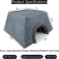 Large Bearded Dragon Basking Platform Oversize Reptile Hide Cave Natural Rock Re