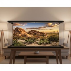 Durable Polyester Terrarium Background 36×18 Inches with Cactus and Sky Design