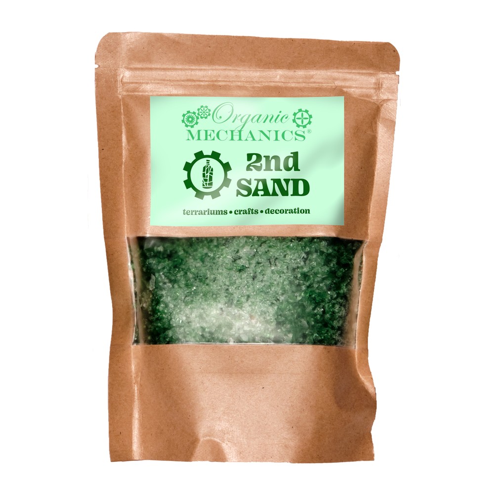 Organic Mechanics 2nd Sand Recycled Glass, Emerald Green, 1lb