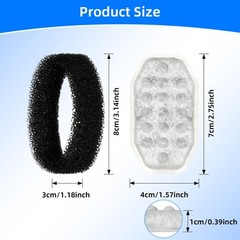 8 Pack Cat Water Fountain Filter & 8 Pack Pre-Filter Sponges for 3.2L/108oz A…