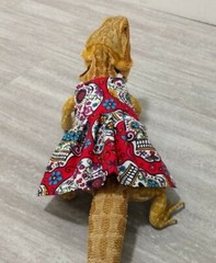 Bearded dragon Dress and flower crown, Red Sugar Skull