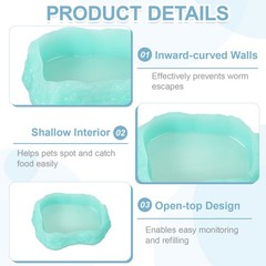 Reptile Food Bowl Worm Water Dish Ceramic Pet Bowl Small
