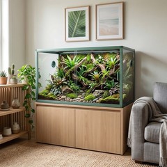Reptile Enclosure 120 Gallon Large Reptile Terrarium Habitat Tank, 48″x24″x24″