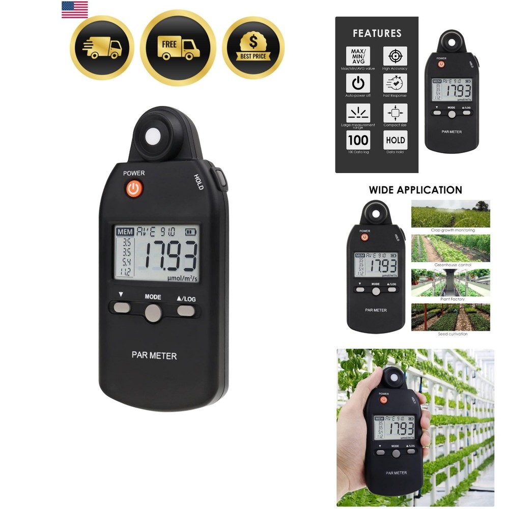Quantum PAR Meter Full-Spectrum High Precision PPFD Tester for Photosynthetic…