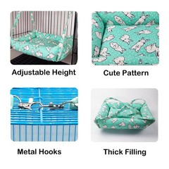 Rabbit Hammock Swing Small Animal Hanging Swing Hammock Bed with 2 Pads Pet H…