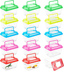 15 Pcs Small Plastic Reptile Carrier, Tarantula Enclosure Snake Breeding Box, Mi