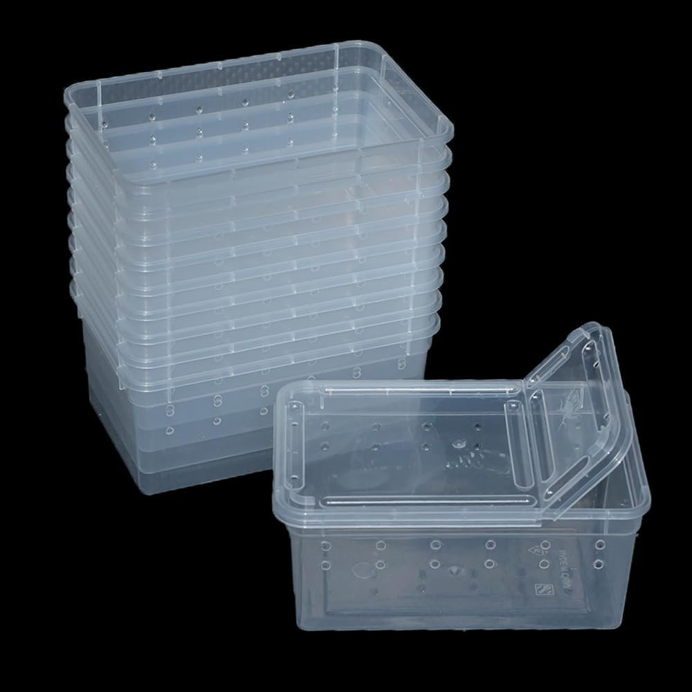 10 Pcs Reptile Feeding Boxs, Plastic Spider Terrariums Breeding Box Feeder