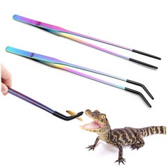 Pinzas de acero inoxidable para alimentación de reptiles con punta de goma