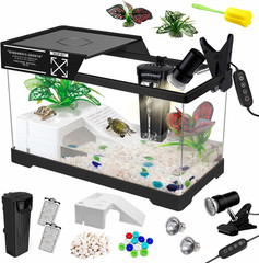 Turtle Tank Kit(Tank+Lamp+Filter), Upgrade PC Turtle Tank Starter Kit with Adjus