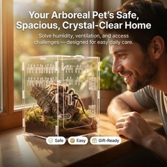 Acrylic Tarantula Enclosure 8x8x12 – Front Opening Terrarium with Lock, Ventilat